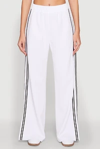 Womens Side Varsity Stripe Pants, White, Size L