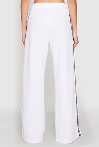 Womens Side Varsity Stripe Pants, White, Size L