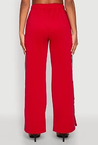 Womens Side Varsity Stripe Pants, Red, Size L