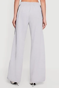 Denim Detail Contrast Trim Wide Leg Pants
