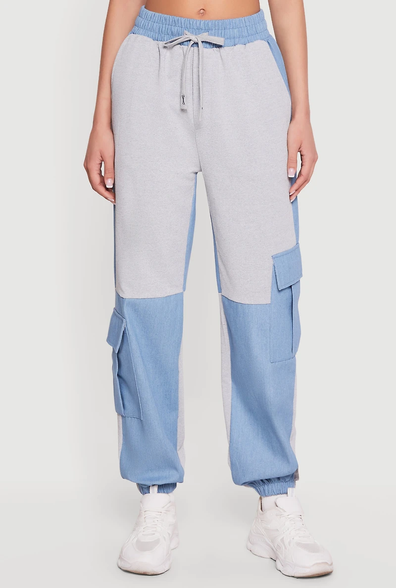 Denim Detail Cargo Joggers