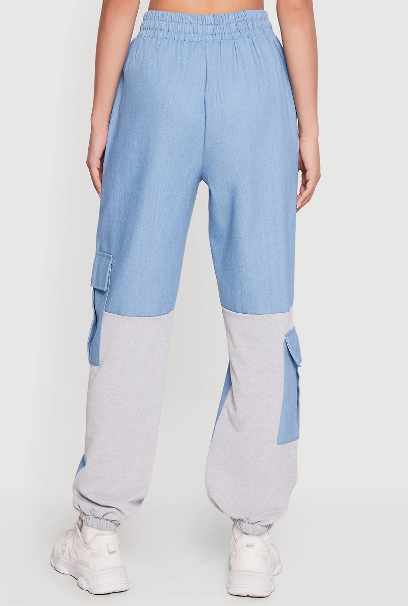 Denim Detail Cargo Joggers