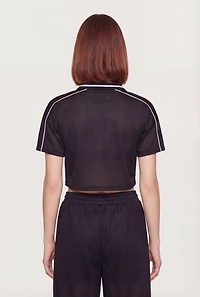 Collared 16 Graphic Cropped Mesh Jersey