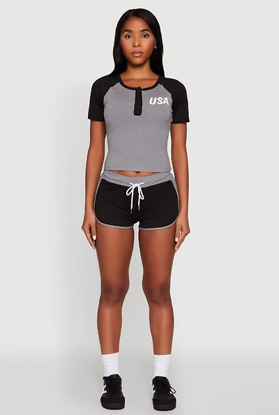 Womens Contrast Trim Dolphin Shorts, M