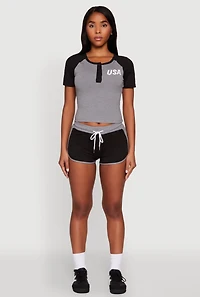 Womens Contrast Trim Dolphin Shorts, M