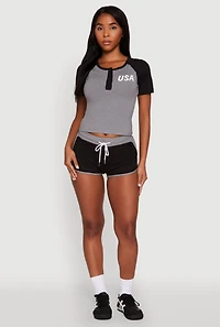 Womens Contrast Trim Dolphin Shorts, M