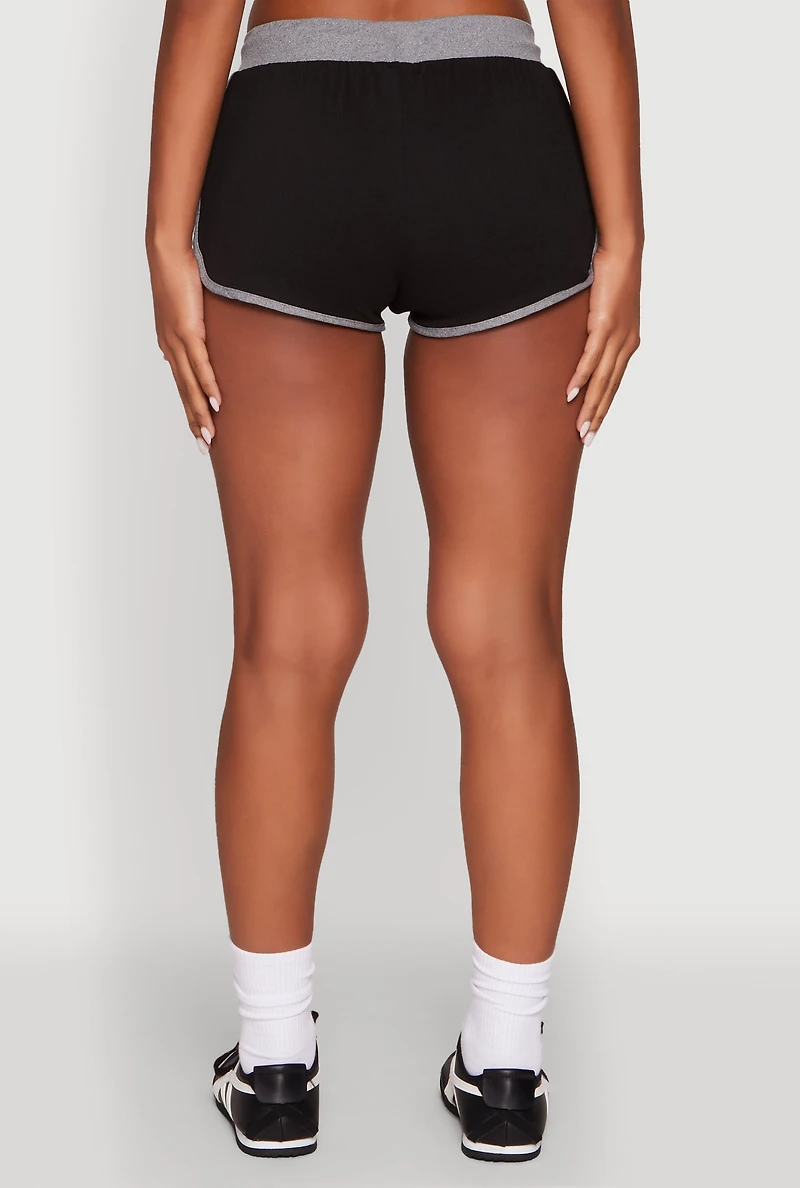 Womens Contrast Trim Dolphin Shorts, Black, Size M
