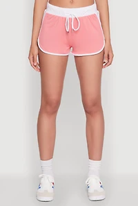 Womens Contrast Trim Dolphin Shorts, Pink, Size L