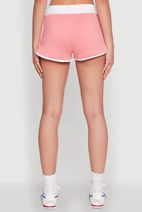 Womens Contrast Trim Dolphin Shorts, Pink, Size L