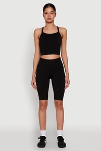 Womens Criss Cross Caged Back Cropped Cami,