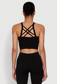 Womens Criss Cross Caged Back Cropped Cami,