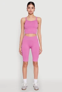 Womens Criss Cross Caged Back Cropped Cami, Purple, Size S-M