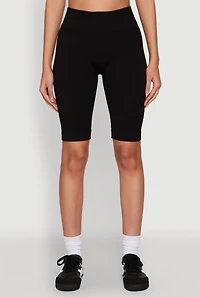 Womens Ribbed Knit Seamless Bike Shorts,