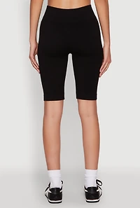 Womens Ribbed Knit Seamless Bike Shorts,