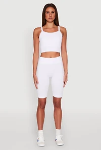 Ribbed Knit Seamless Bike Shorts