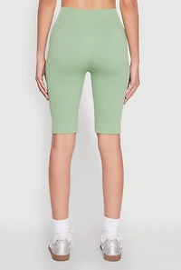 Womens Ribbed Knit Seamless Bike Shorts, S-M