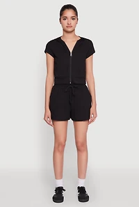 Womens Ribbed Knit Drawstring Shorts,