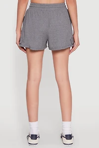 Womens Ribbed Knit Drawstring Shorts, Grey, Size M