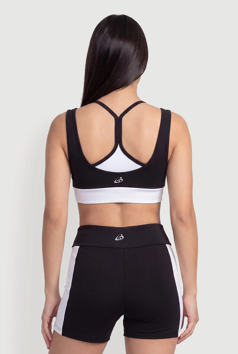 Color Blocked Layered Look Sports Bra