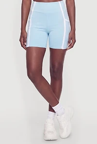 Contrast Trim High Waisted Biker Shorts