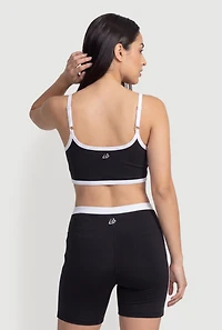 Contrast Trim Scoop Neck Crop Top