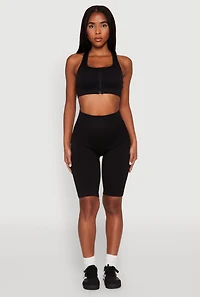 Womens Seamless Zip Front Sports Bra, L-XL