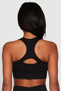 Womens Seamless Zip Front Sports Bra, Black, Size S-M