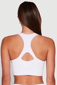 Womens Seamless Zip Front Sports Bra, White, Size S-M