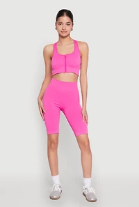 Womens Seamless Zip Front Sports Bra,