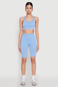 Womens Seamless Zip Front Sports Bra, S-M