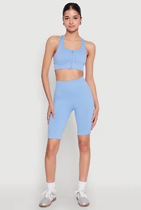 Womens Seamless Zip Front Sports Bra, S-M