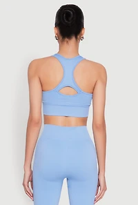 Womens Seamless Zip Front Sports Bra, Blue, Size S-M