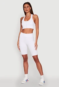 Womens Seamless High Waist Bike Shorts, White, Size L-XL
