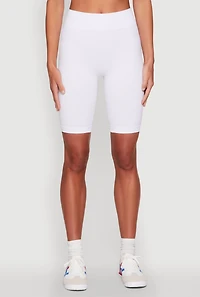 Womens Seamless High Waist Bike Shorts, White, Size S-M