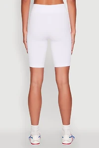 Womens Seamless High Waist Bike Shorts, White, Size L-XL
