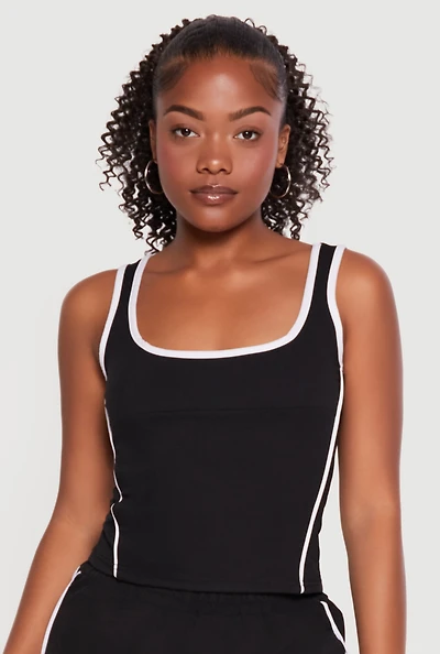 Contrast Piping Tank Top