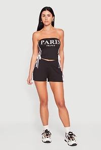Varsity Stripe Bow Detail High Waisted Shorts