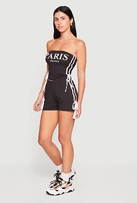 Varsity Stripe Bow Detail High Waisted Shorts
