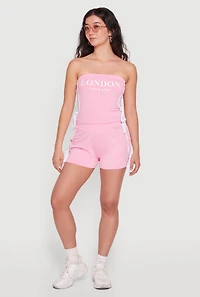 Varsity Stripe Bow Detail High Waisted Shorts