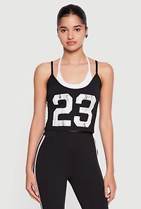 Color Blocked 23 Graphic Layered Look Crop Top