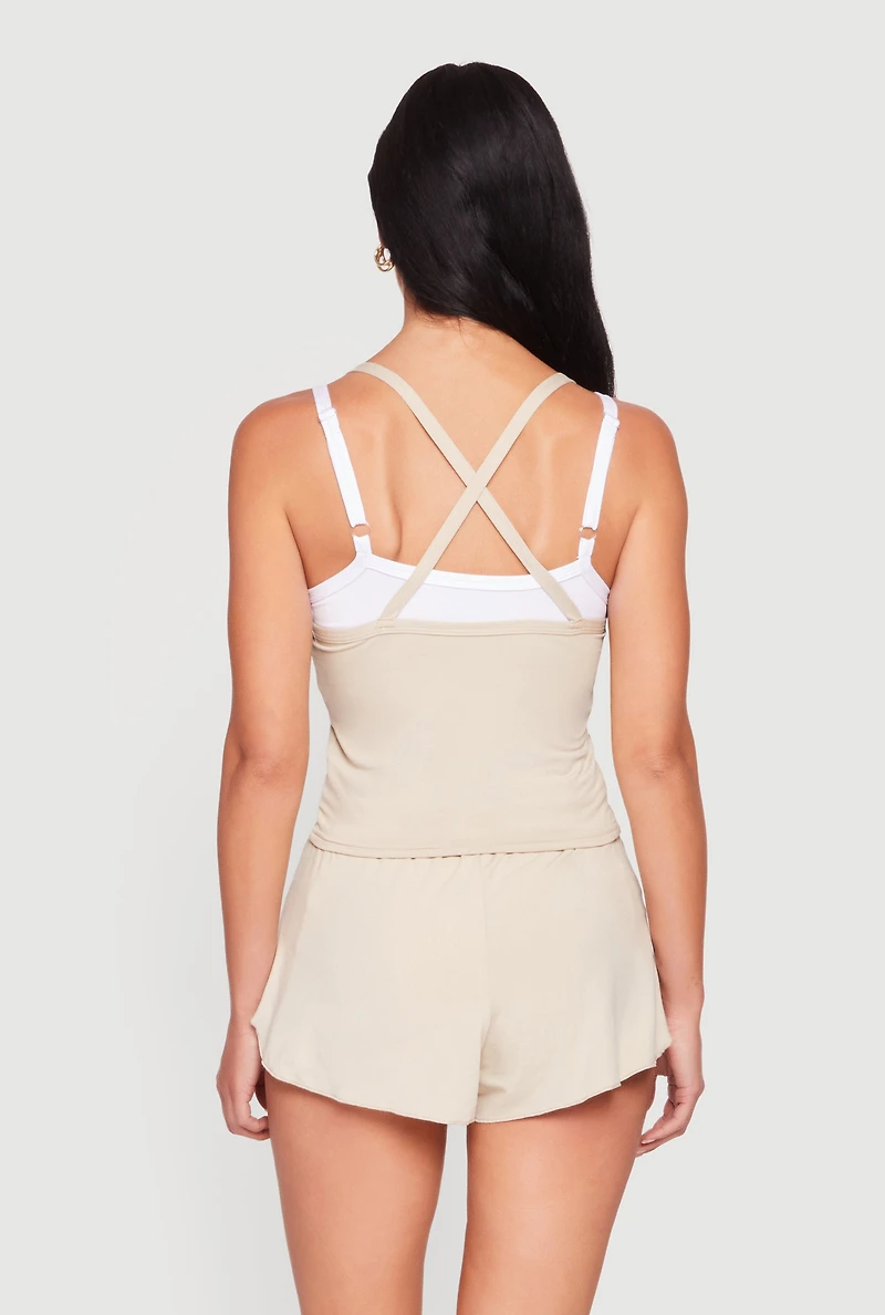 Layered Look Color Blocked Cross Back Cami