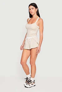 Contrast Drawstring Trim Flyaway Shorts
