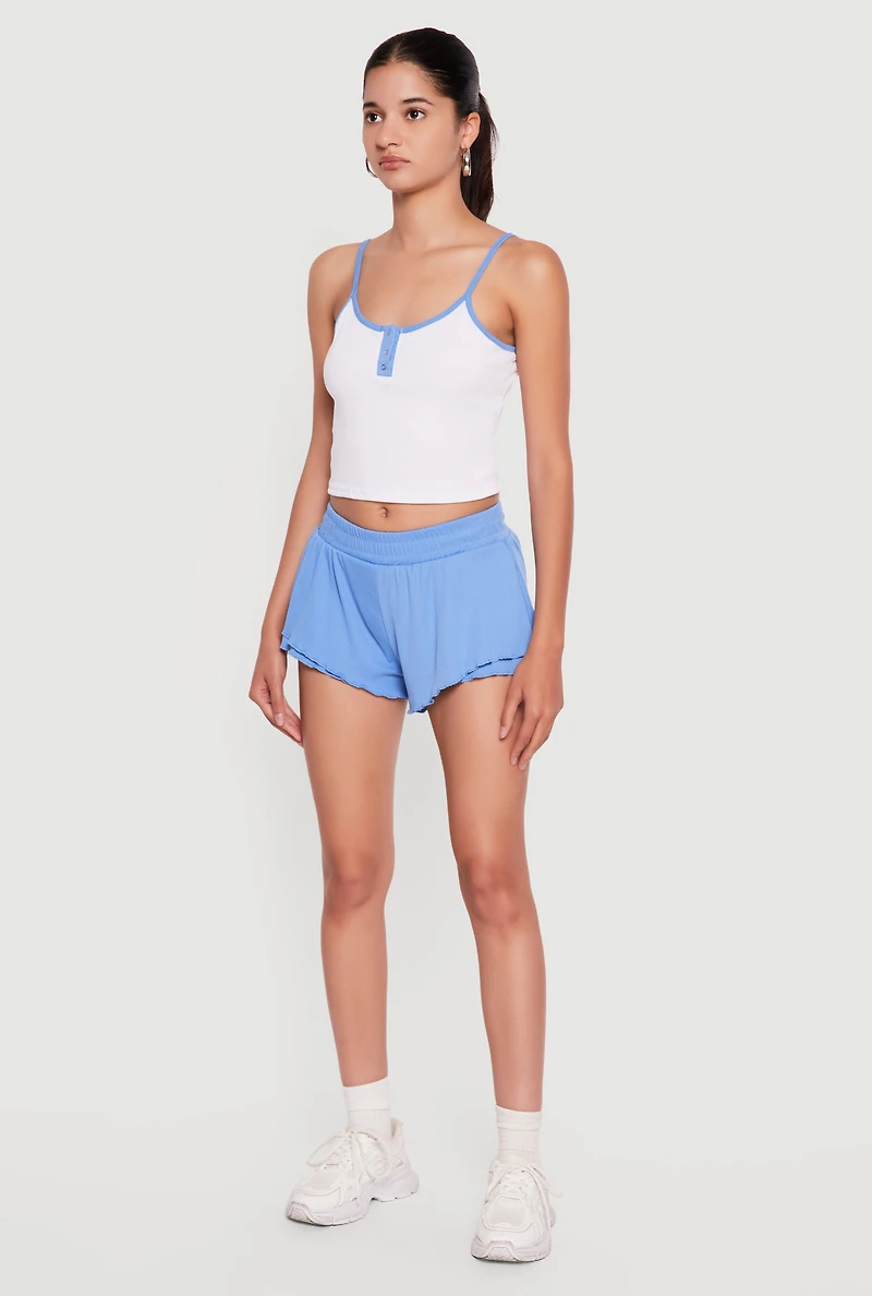 Contrast Trim Scoop Neck Cropped Cami