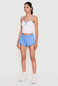 Contrast Trim Scoop Neck Cropped Cami