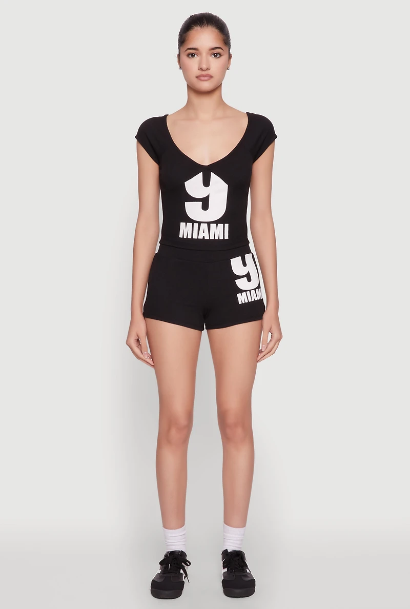 Womens 9 Miami Graphic Top,