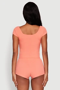 Womens 9 Miami Graphic Top, Orange, Size M