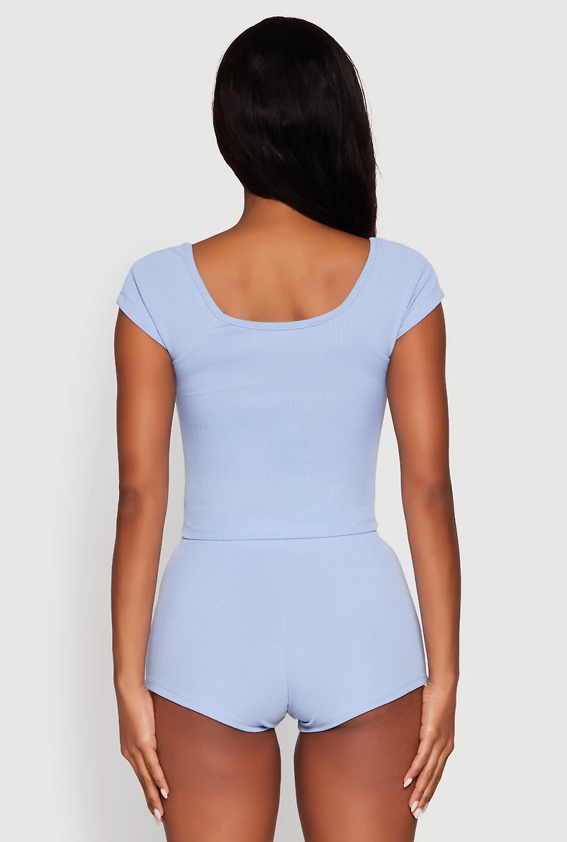Womens 9 Miami Graphic Top, Blue, Size M