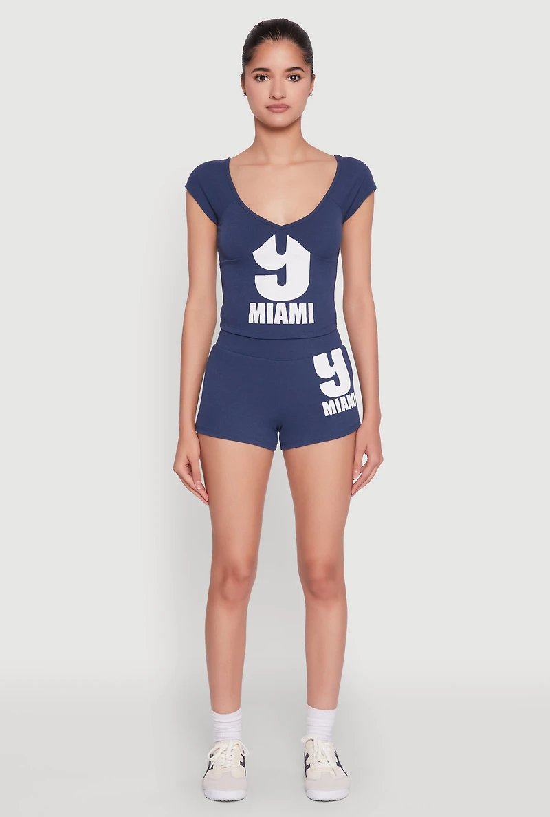 Womens 9 Miami Bike Shorts, Blue, Size S