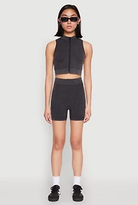 Womens Mineral Wash Seamless Bike Shorts, Black, Size S-M