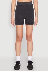 Womens Mineral Wash Seamless Bike Shorts, Black, Size S-M